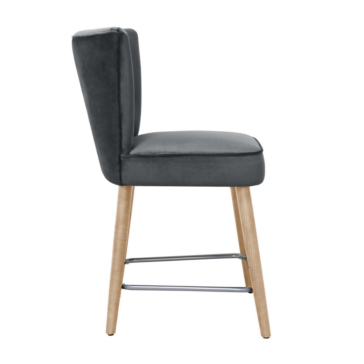 Isla Velvet Bar Stool Grey – image 3