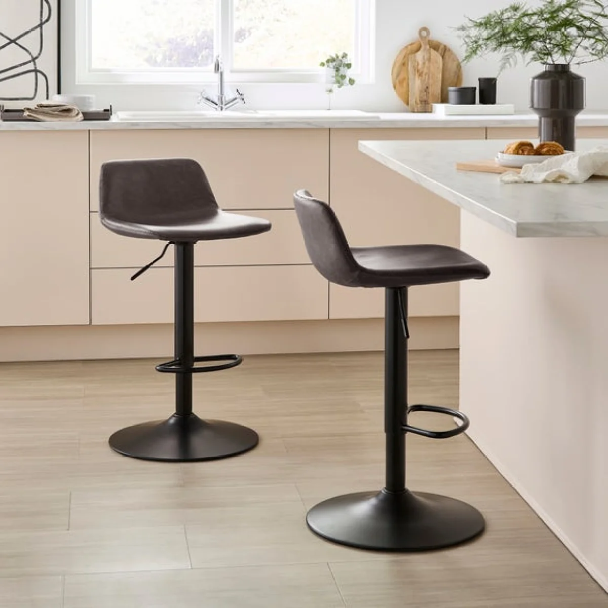 Jayden Height Adjustable Barstool, Faux Leather – image 2