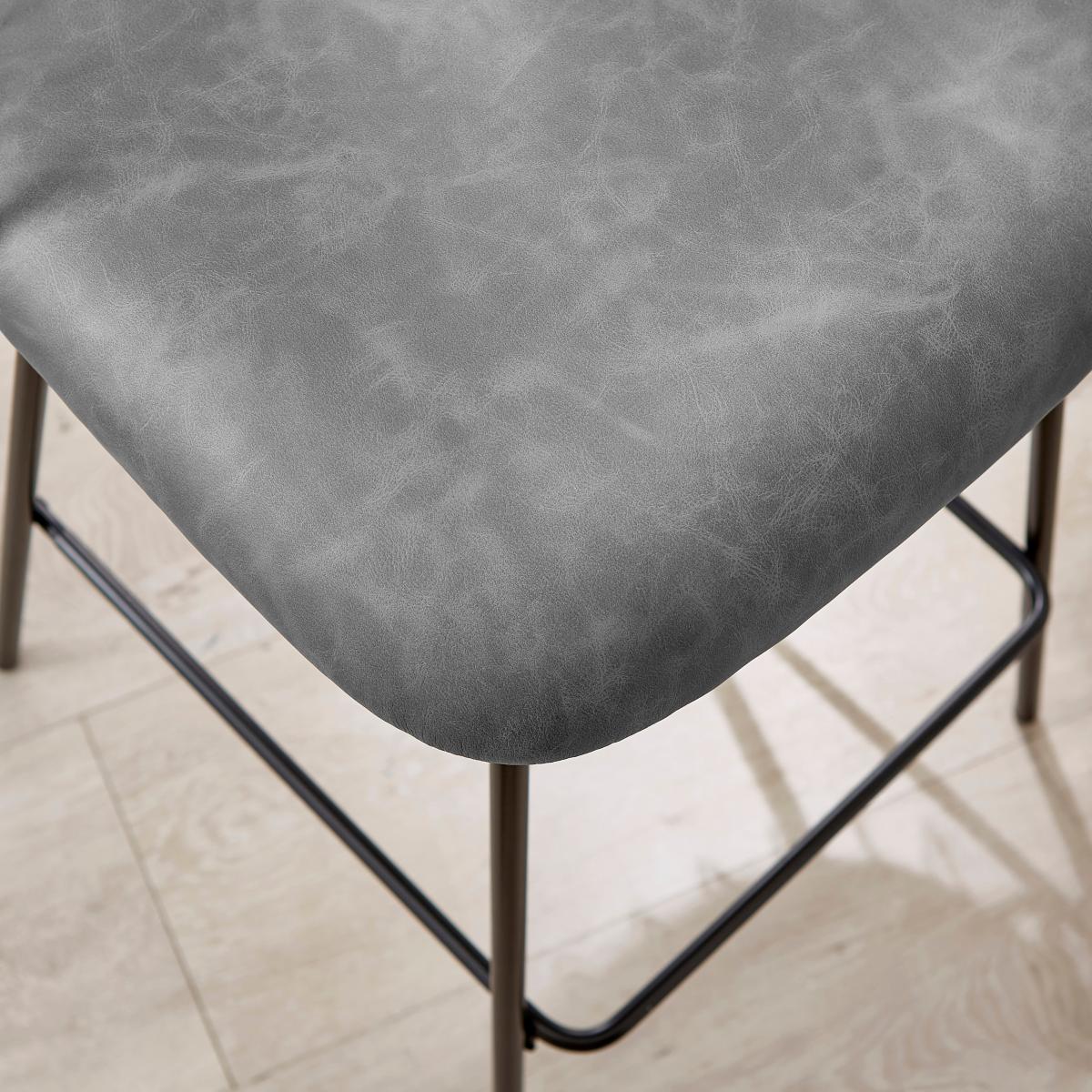 Marcela Bar Stool, Faux Leather Grey – image 4