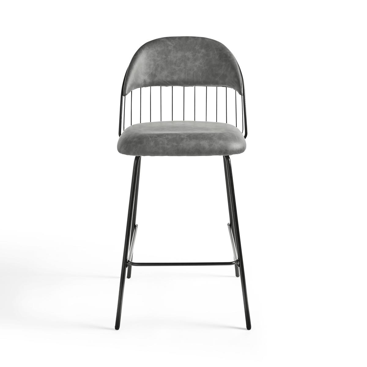 Marcela Bar Stool, Faux Leather Grey – image 5