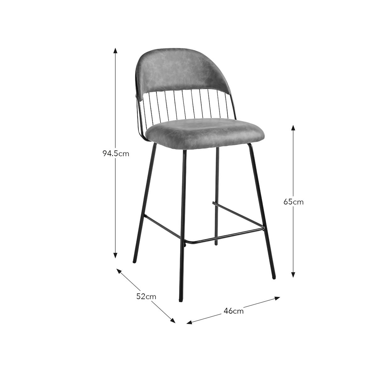 Marcela Bar Stool, Faux Leather Grey – image 7