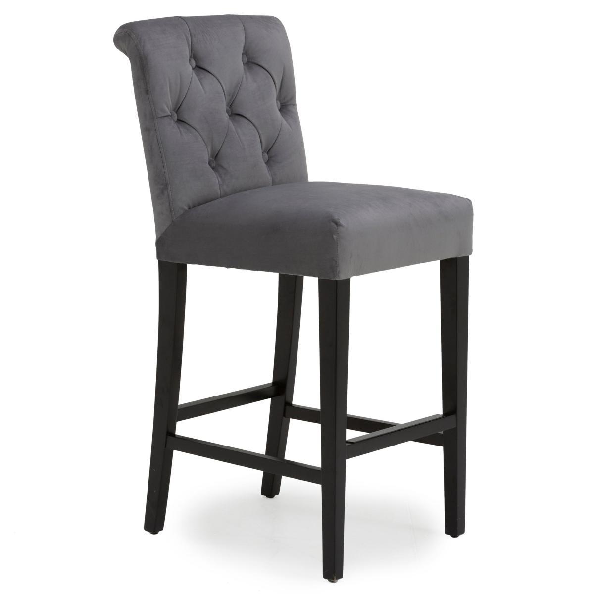 Newbury Bar Stool Grey Velvet Grey – image 3