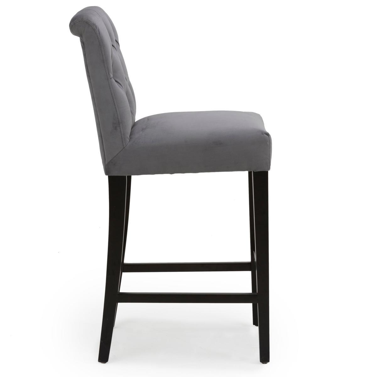 Newbury Bar Stool Grey Velvet Grey – image 4