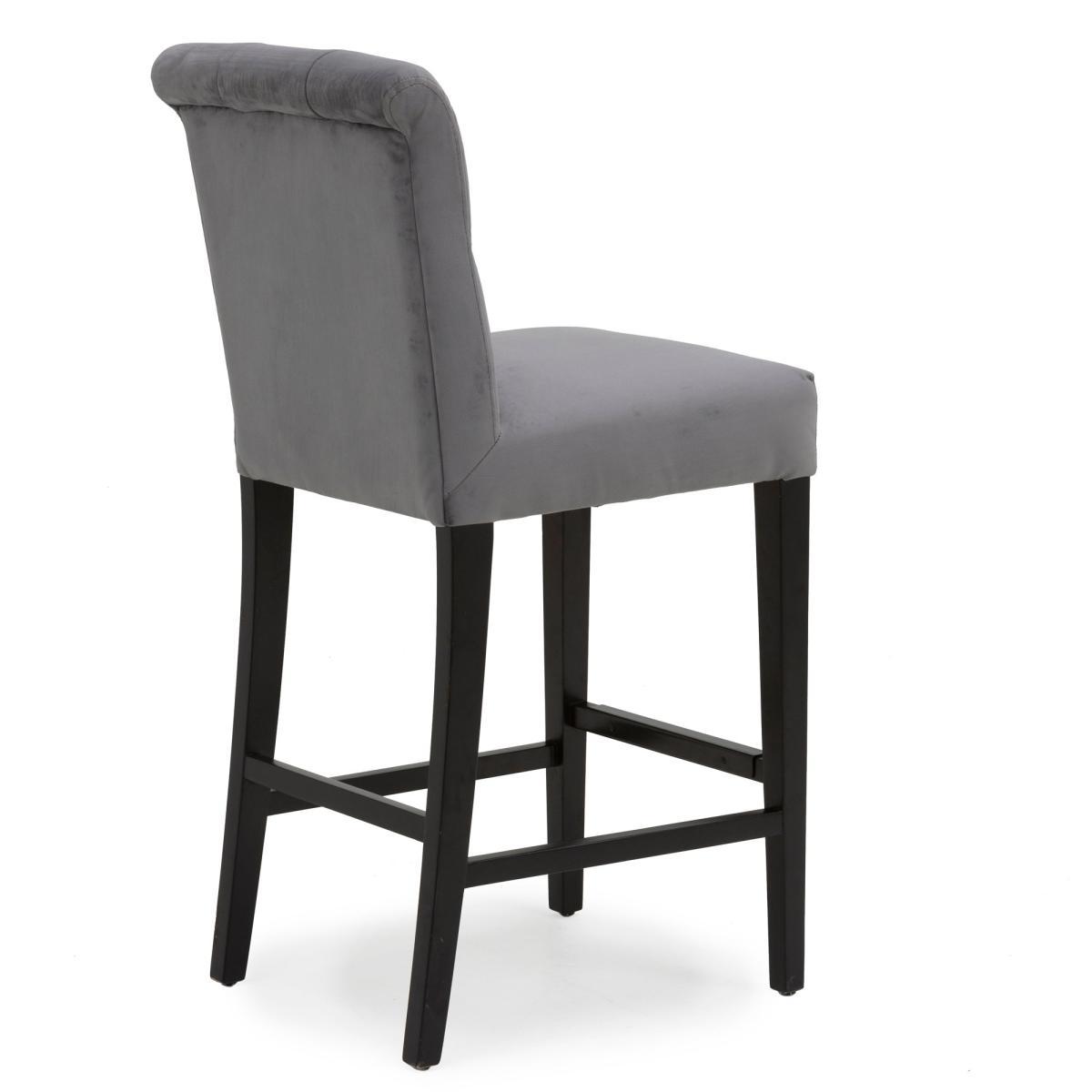 Newbury Bar Stool Grey Velvet Grey – image 5
