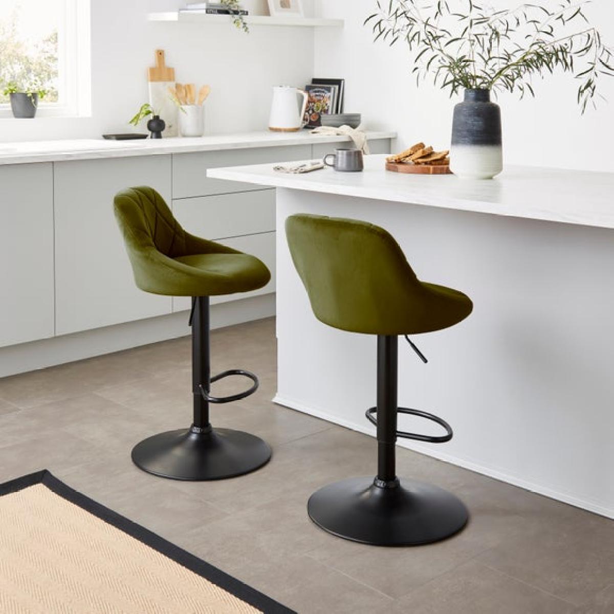 Noah Adjustable Height Barstool, Velvet – image 2