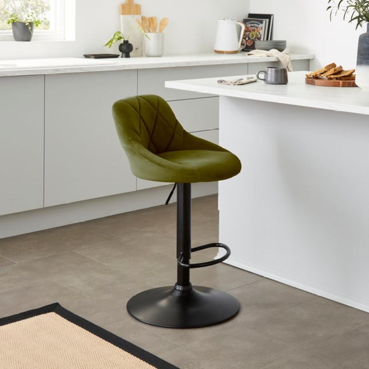 Noah Adjustable Height Barstool, Velvet – image 1