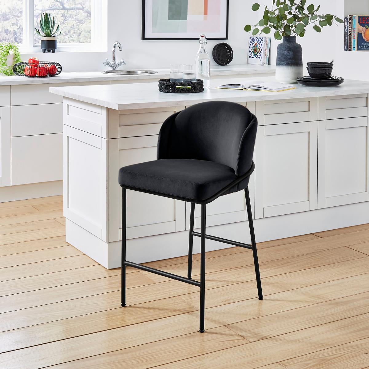 Bobbi Barstool, Velvet Black Velvet – image 2