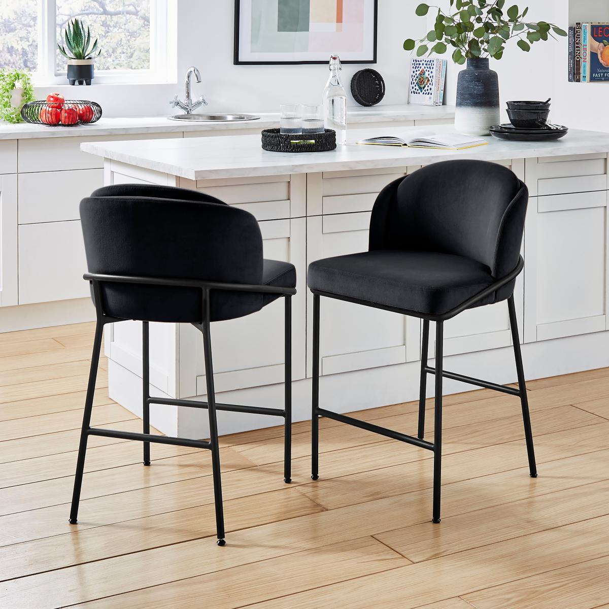 Bobbi Barstool, Velvet Black Velvet – image 3