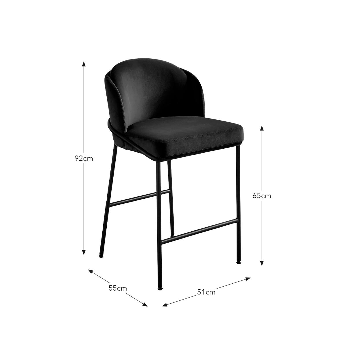 Bobbi Barstool, Velvet Black Velvet – image 5