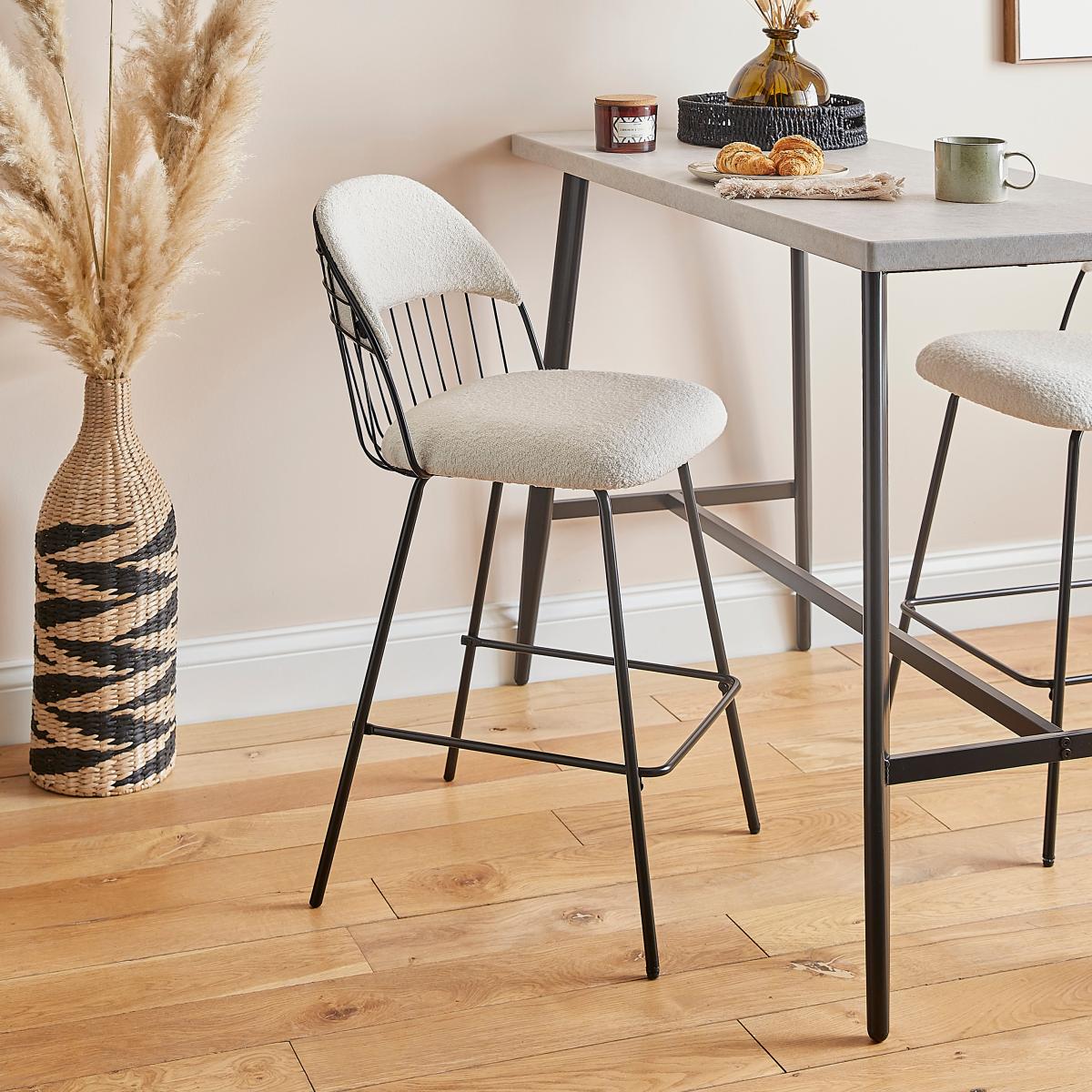 Marcela Boucle Bar Stool, Ivory Ivory – image 1