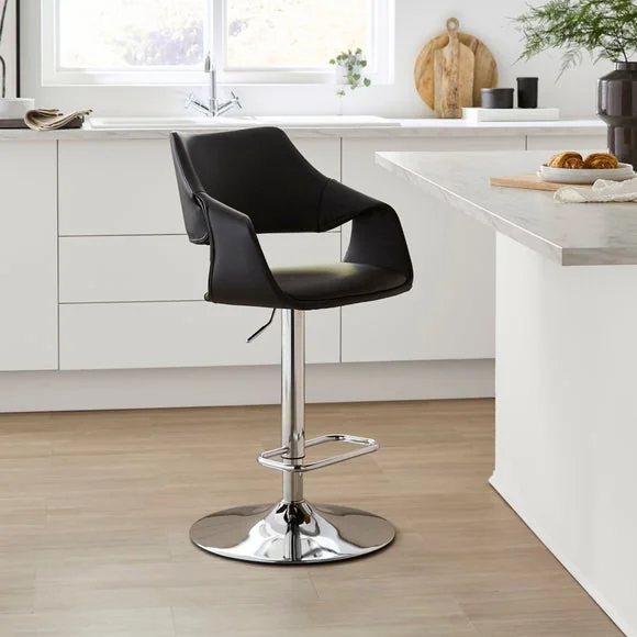 Marley Gaslift Barstool, Faux Leather – image 1