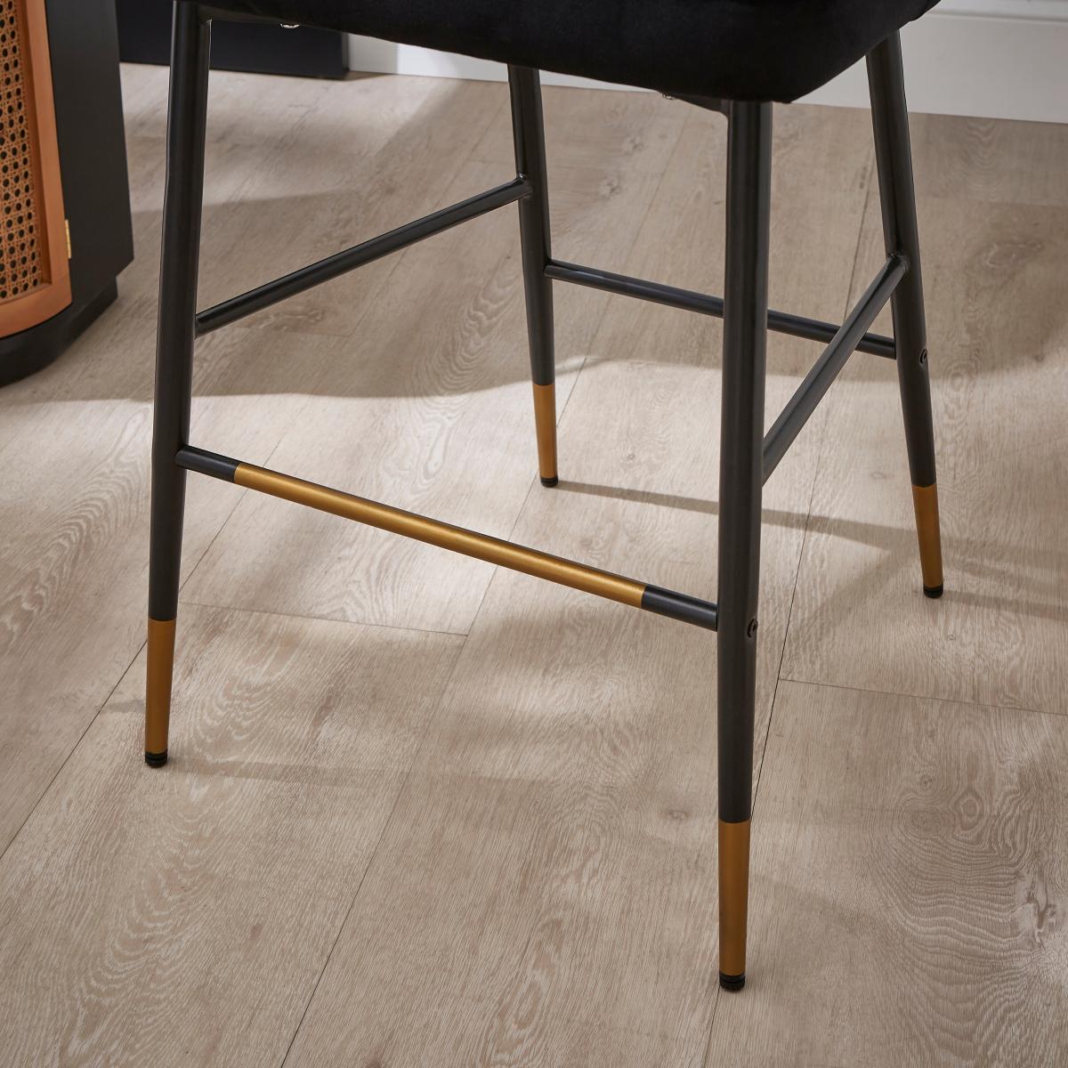Sylvia Counter Height Bar Stool, Velvet Velvet Black – image 4