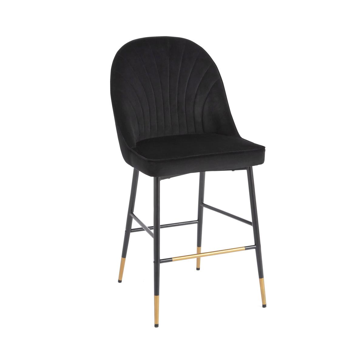 Sylvia Counter Height Bar Stool, Velvet Velvet Black – image 5