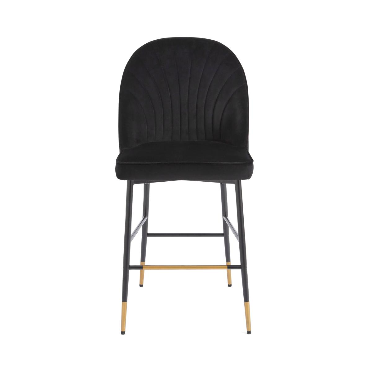 Sylvia Counter Height Bar Stool, Velvet Velvet Black – image 6