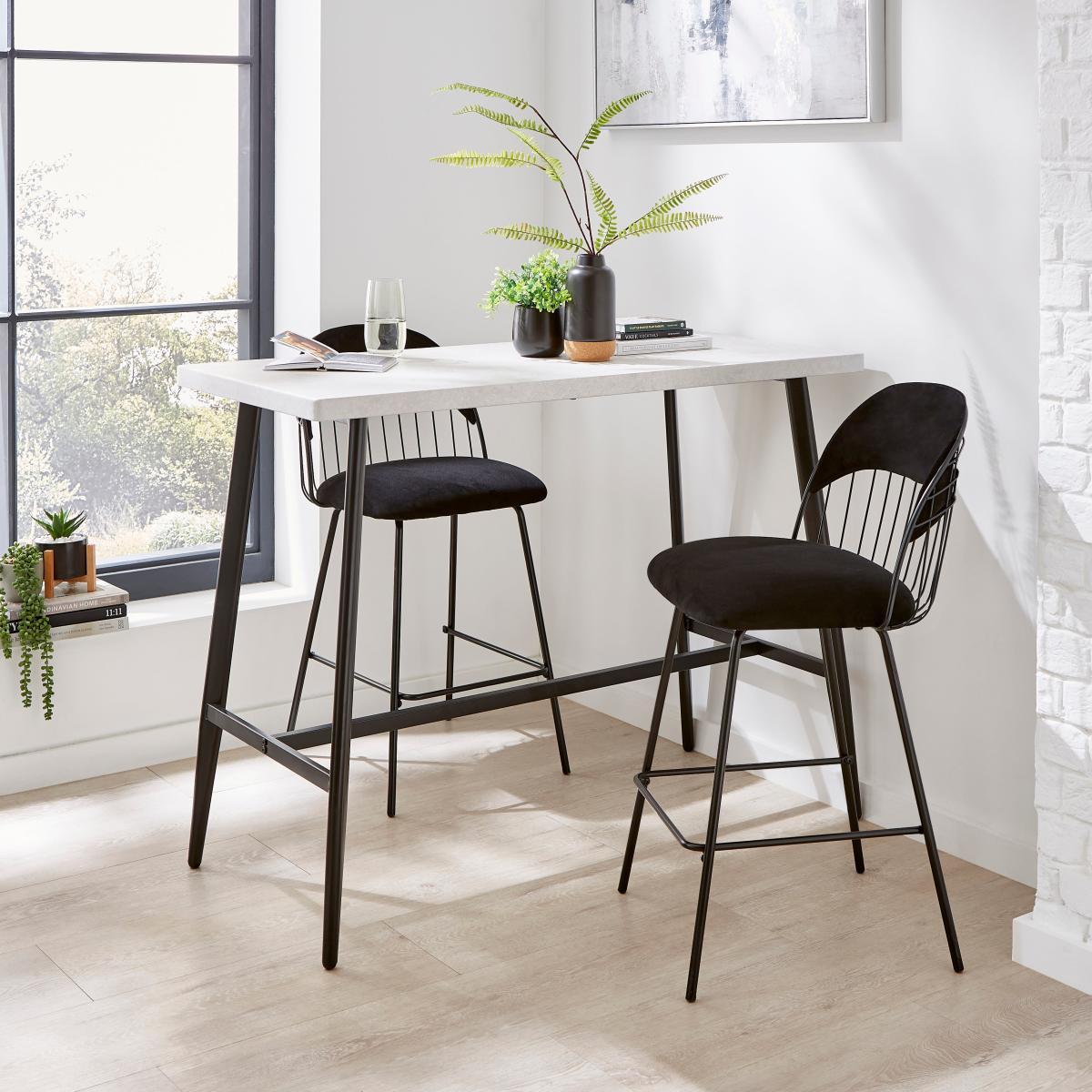 Marcela Velvet Bar Stool, Black Black – image 2
