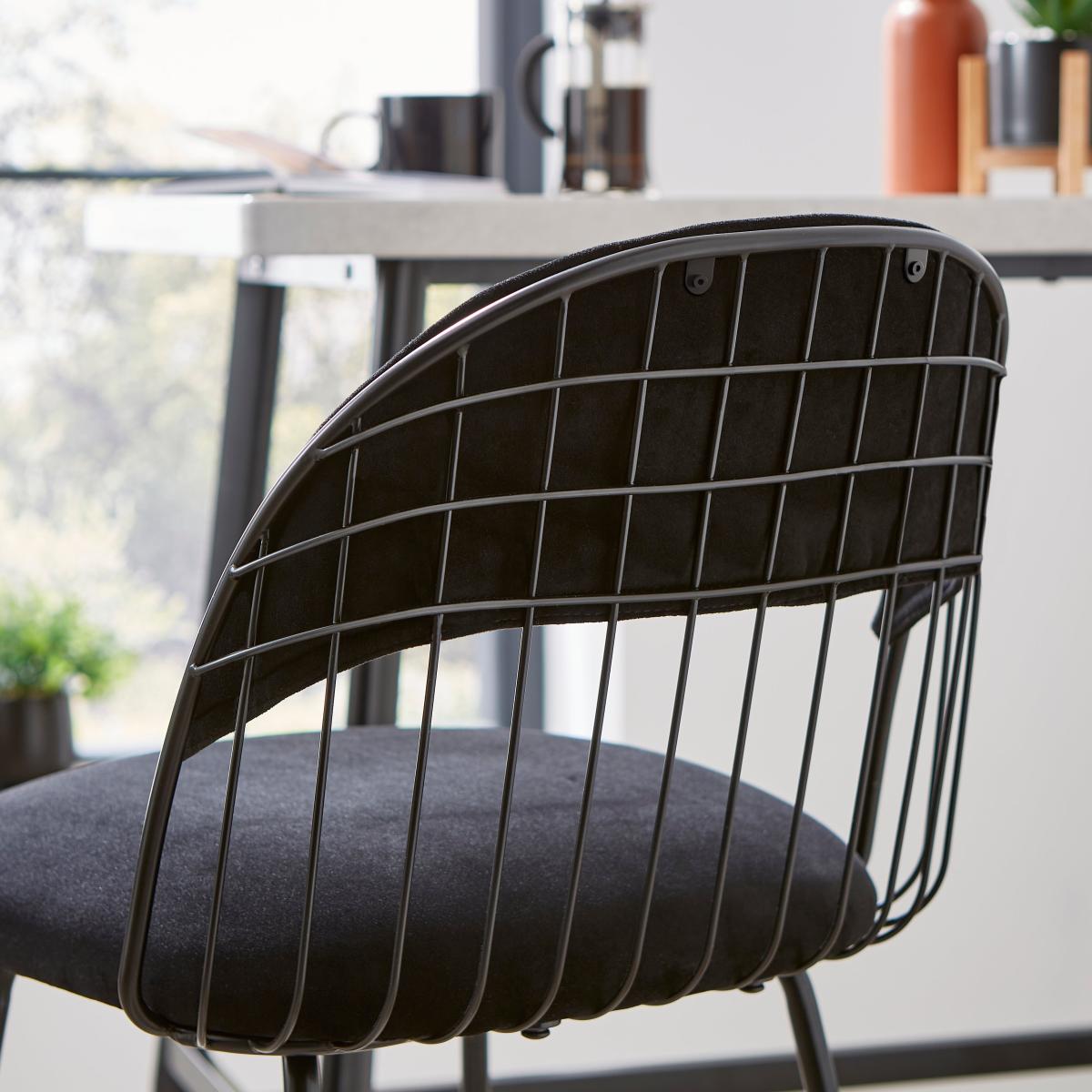 Marcela Velvet Bar Stool, Black Black – image 3
