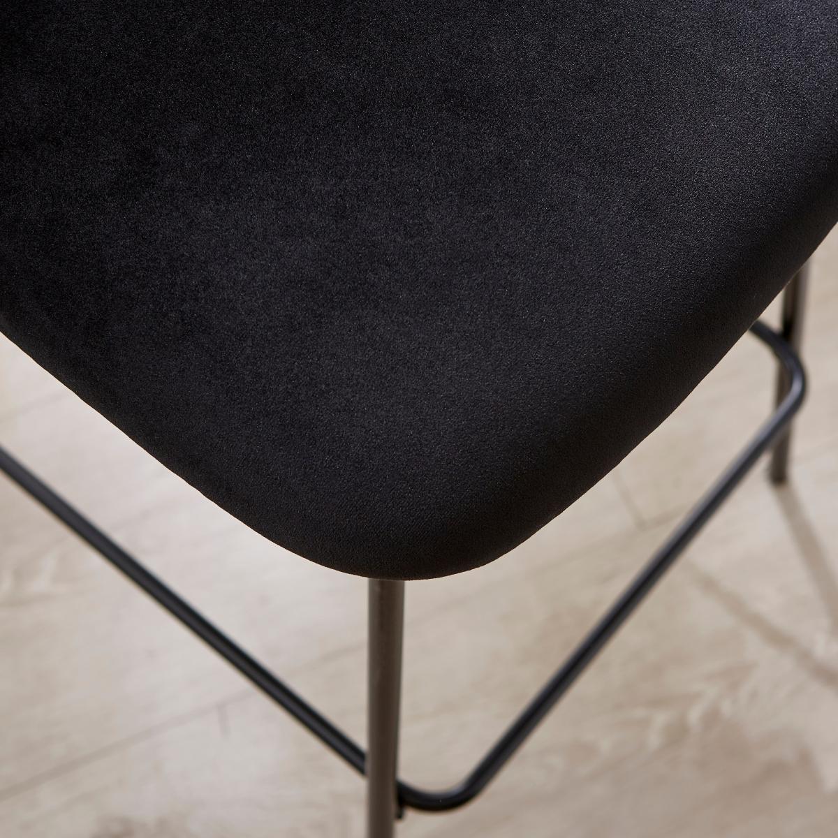 Marcela Velvet Bar Stool, Black Black – image 4