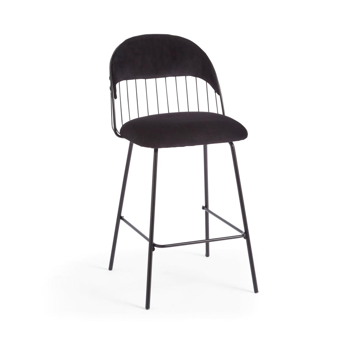 Marcela Velvet Bar Stool, Black Black – image 5