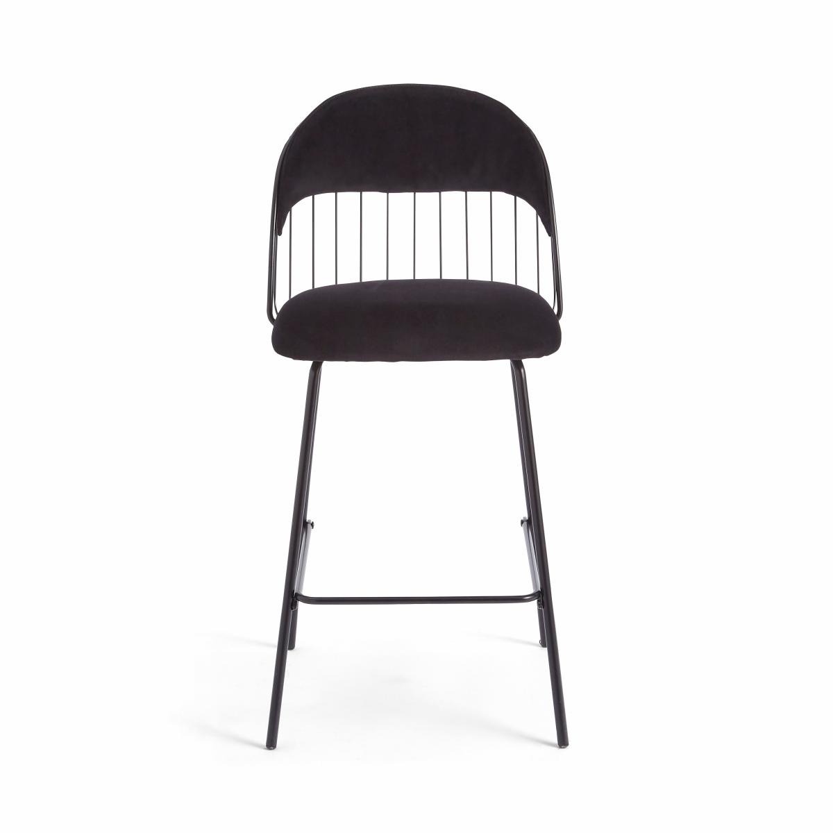 Marcela Velvet Bar Stool, Black Black – image 6