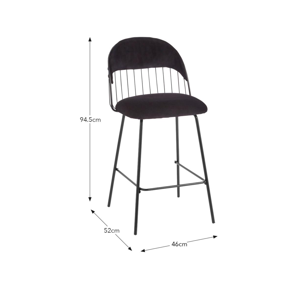 Marcela Velvet Bar Stool, Black Black – image 7