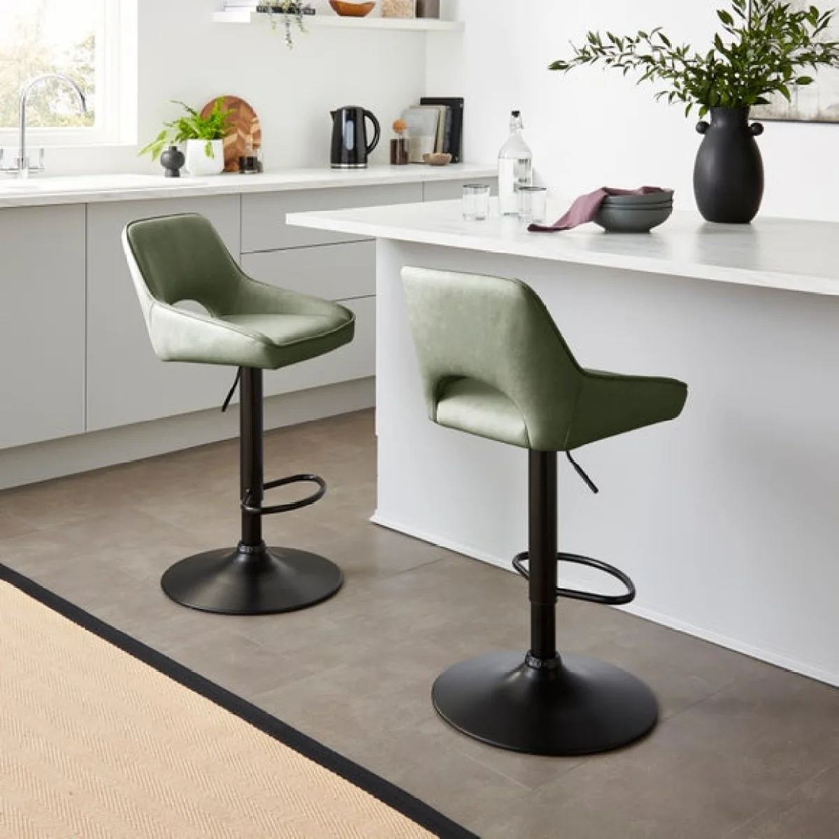 Harlan Height Adjustable Barstool, Faux Leather – image 2