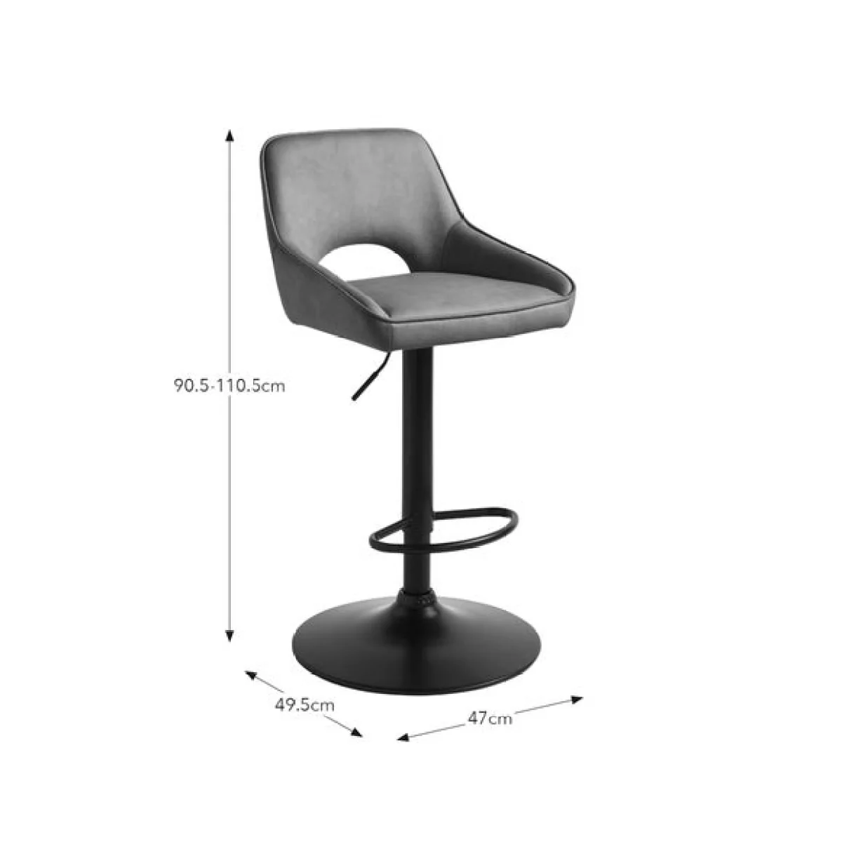 Harlan Height Adjustable Barstool, Faux Leather – image 7