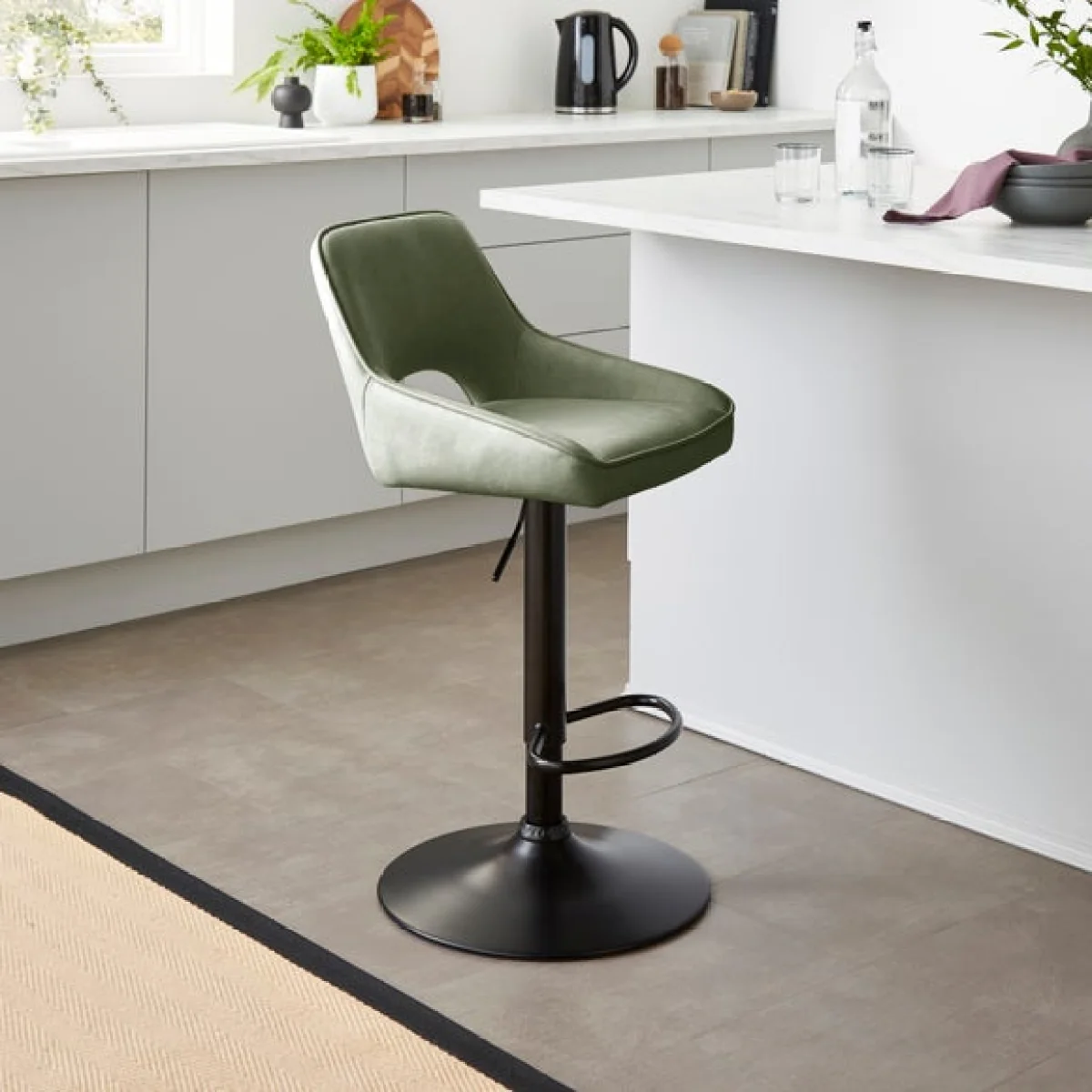 Harlan Height Adjustable Barstool, Faux Leather – image 1