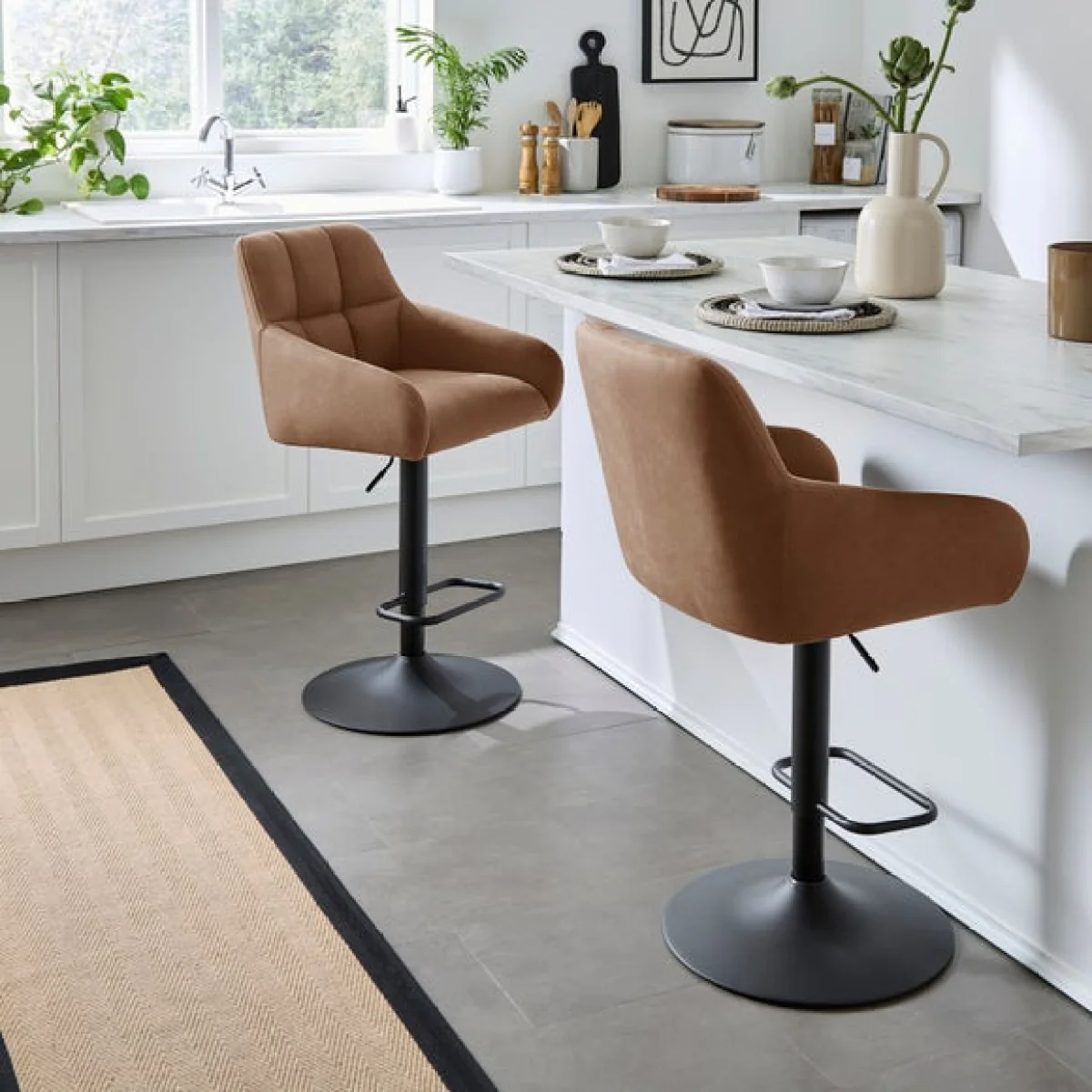 Jase Adjustable Height Barstool, Faux Leather – image 2
