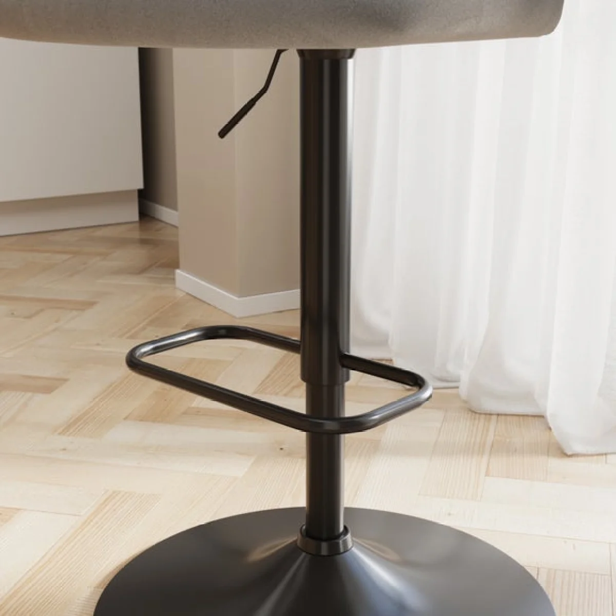 Kendall Bar Stool with Black Legs, Velvet – image 4