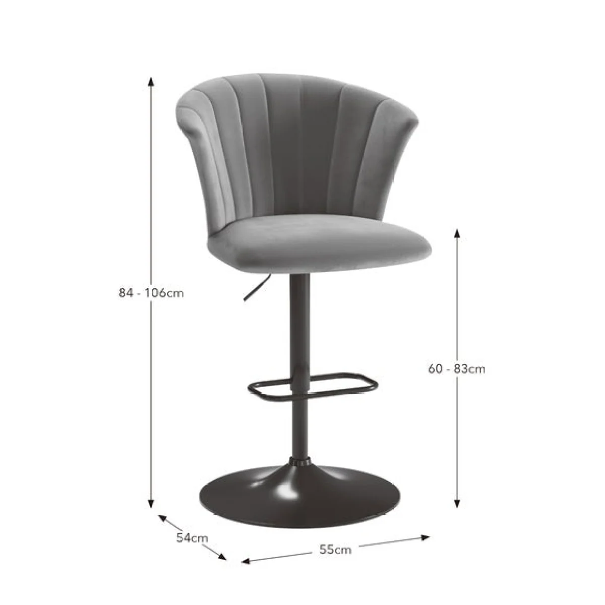 Kendall Bar Stool with Black Legs, Velvet – image 9