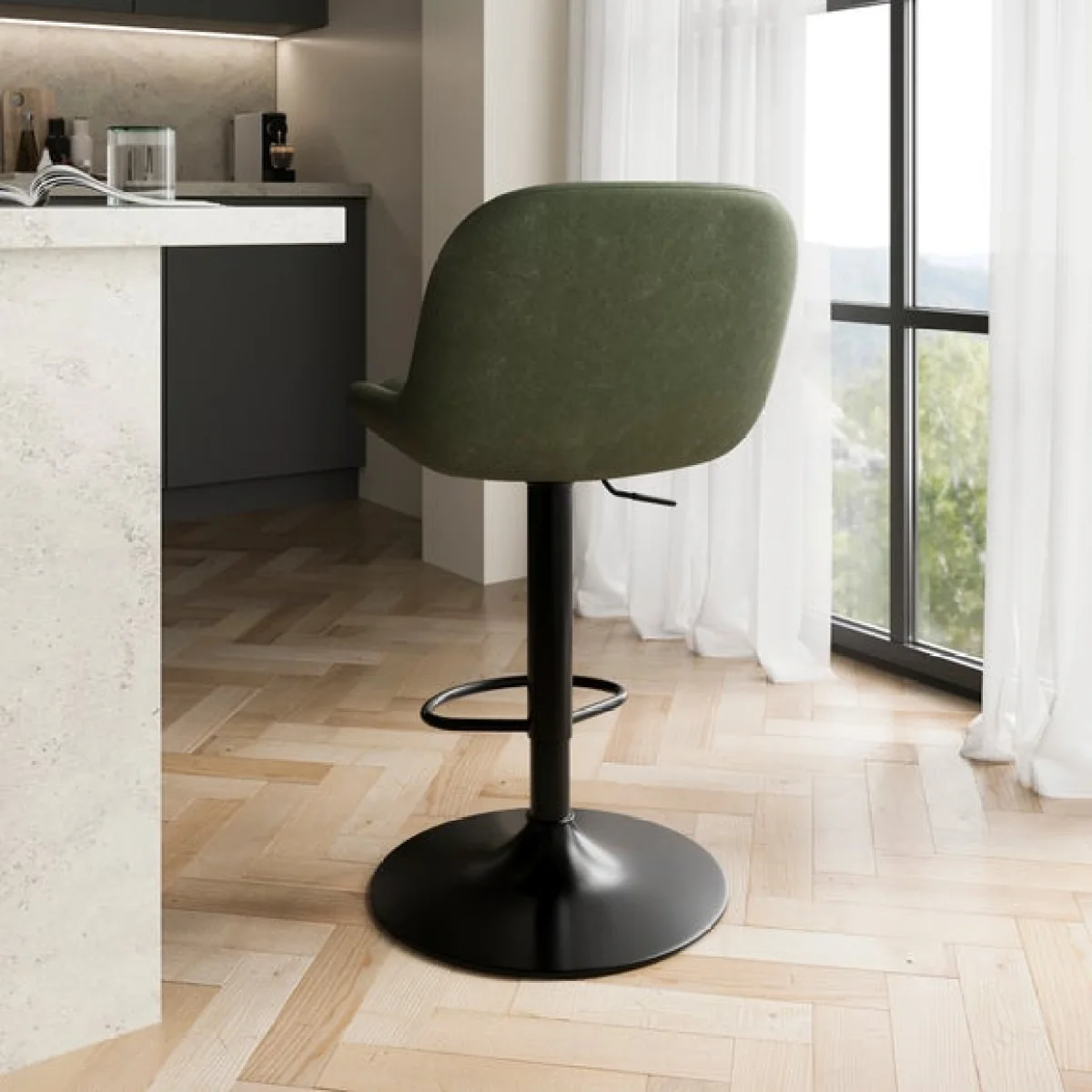 Lyle Gaslift Barstool, Faux Leather – image 4