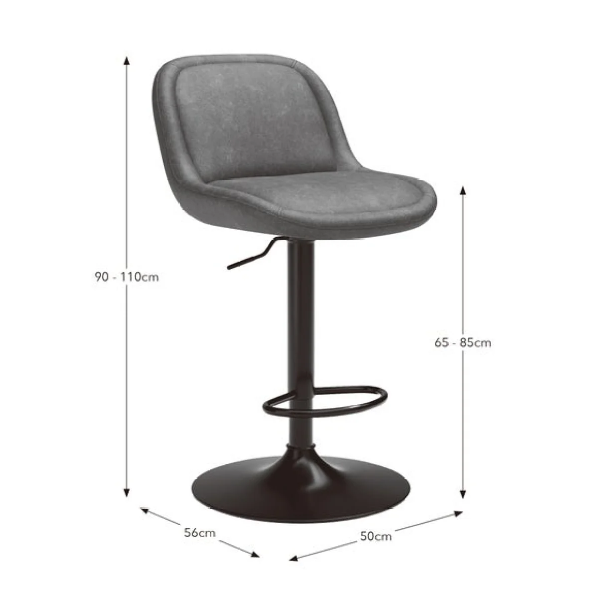 Lyle Gaslift Barstool, Faux Leather – image 8