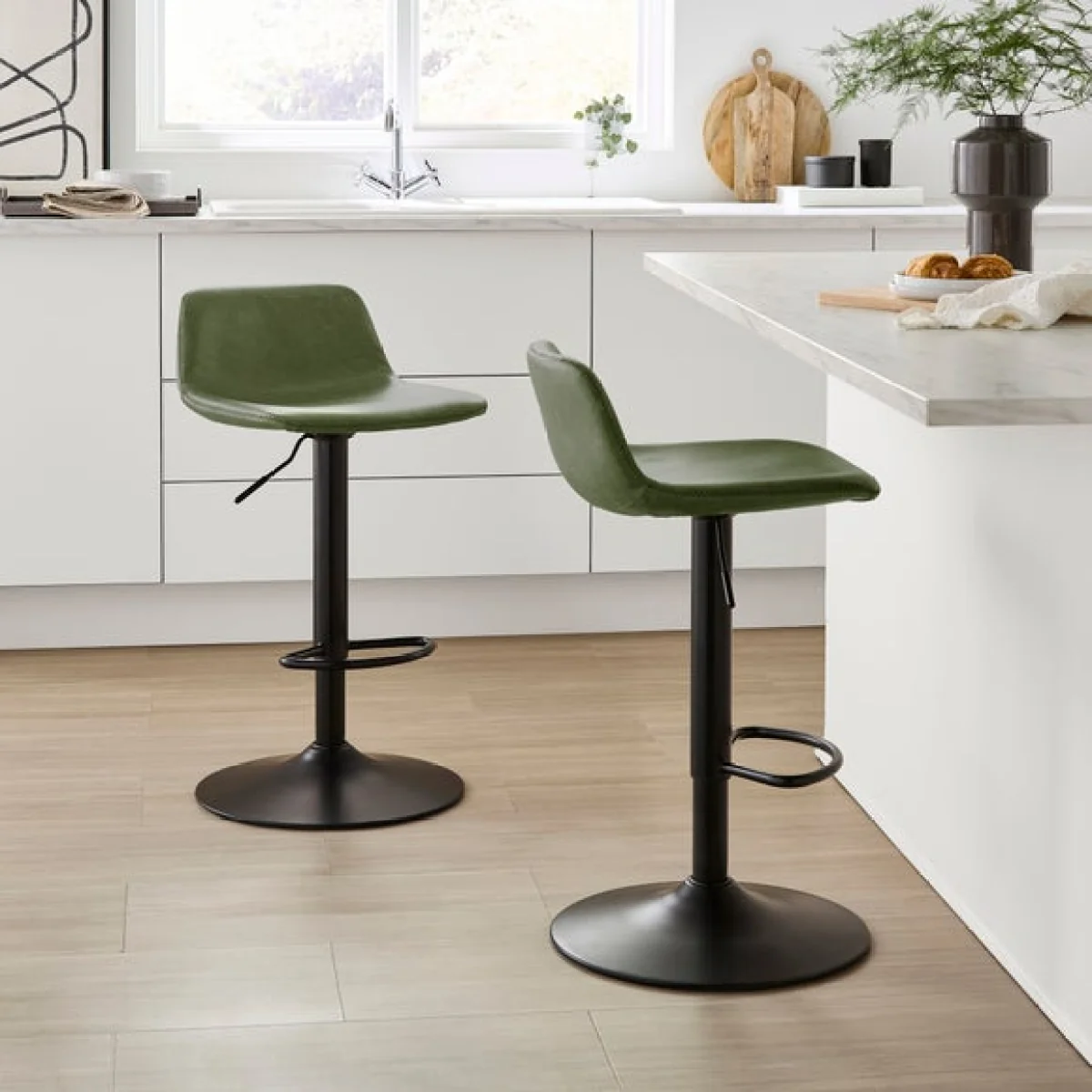 Jayden Height Adjustable Barstool, Faux Leather – image 2