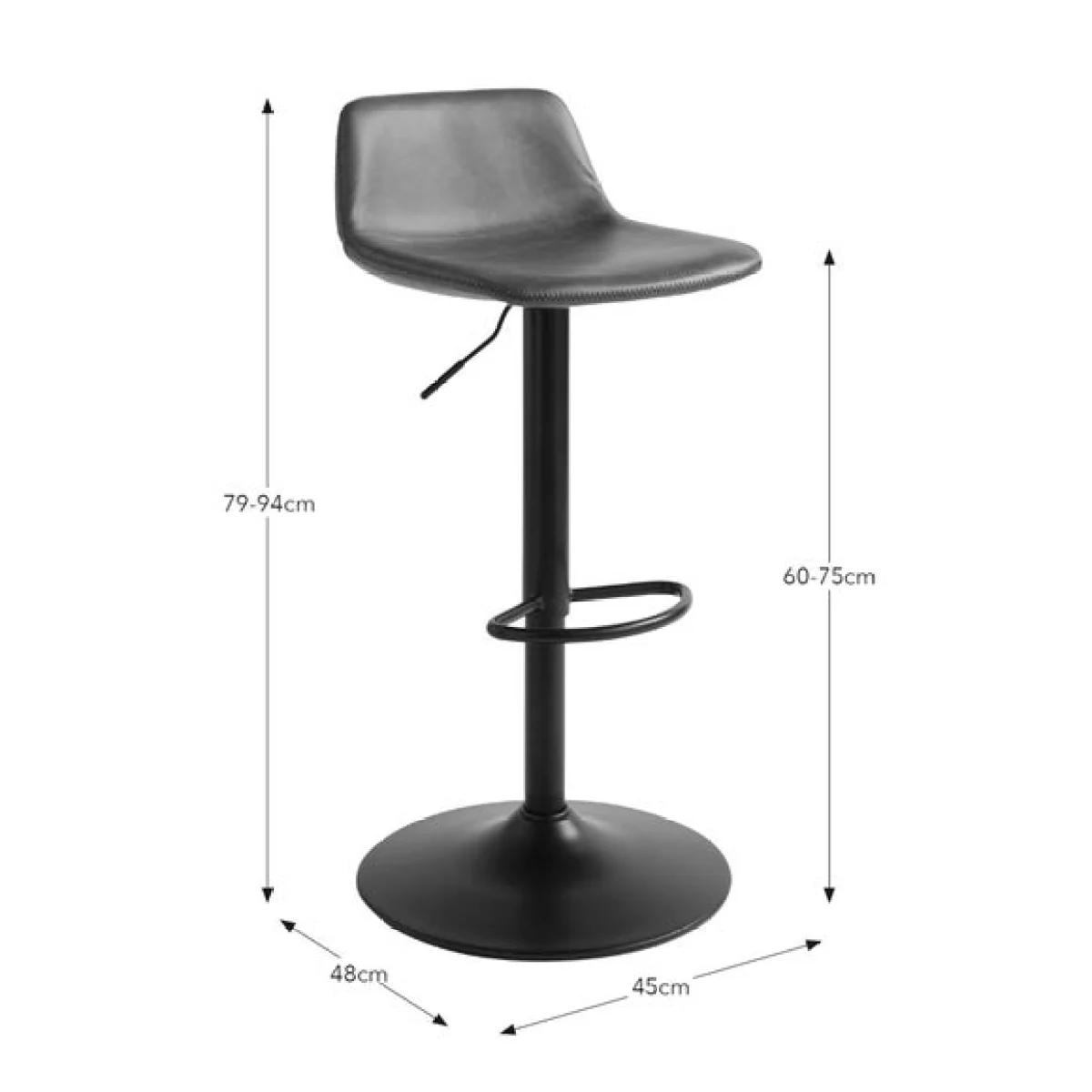 Jayden Height Adjustable Barstool, Faux Leather – image 7