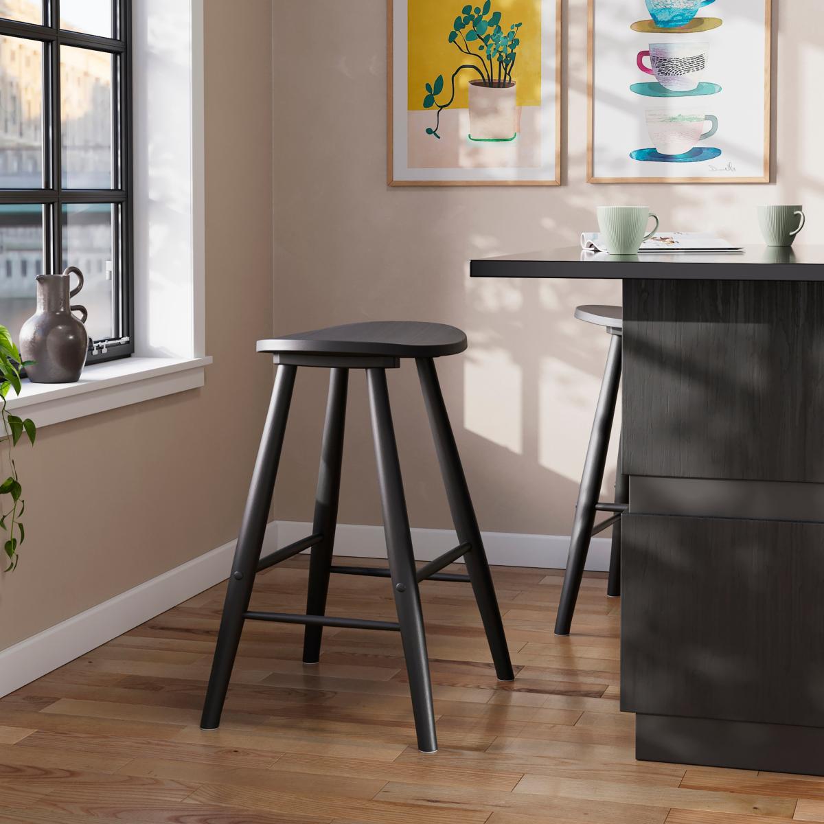 Musca Counter Height Bar Stool Black – image 1