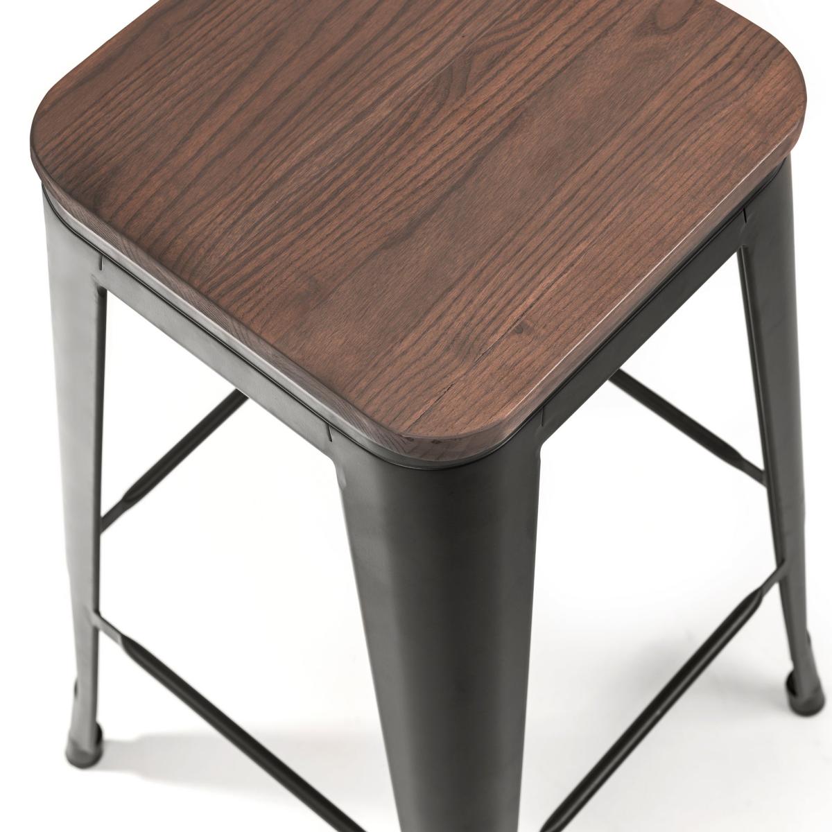 Grafton Set of 4 Backless Bar Stools Mocha Elm Brown – image 4