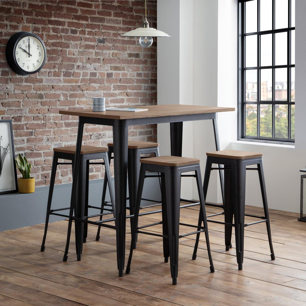 Grafton Set of 4 Backless Bar Stools Mocha Elm Brown – image 1