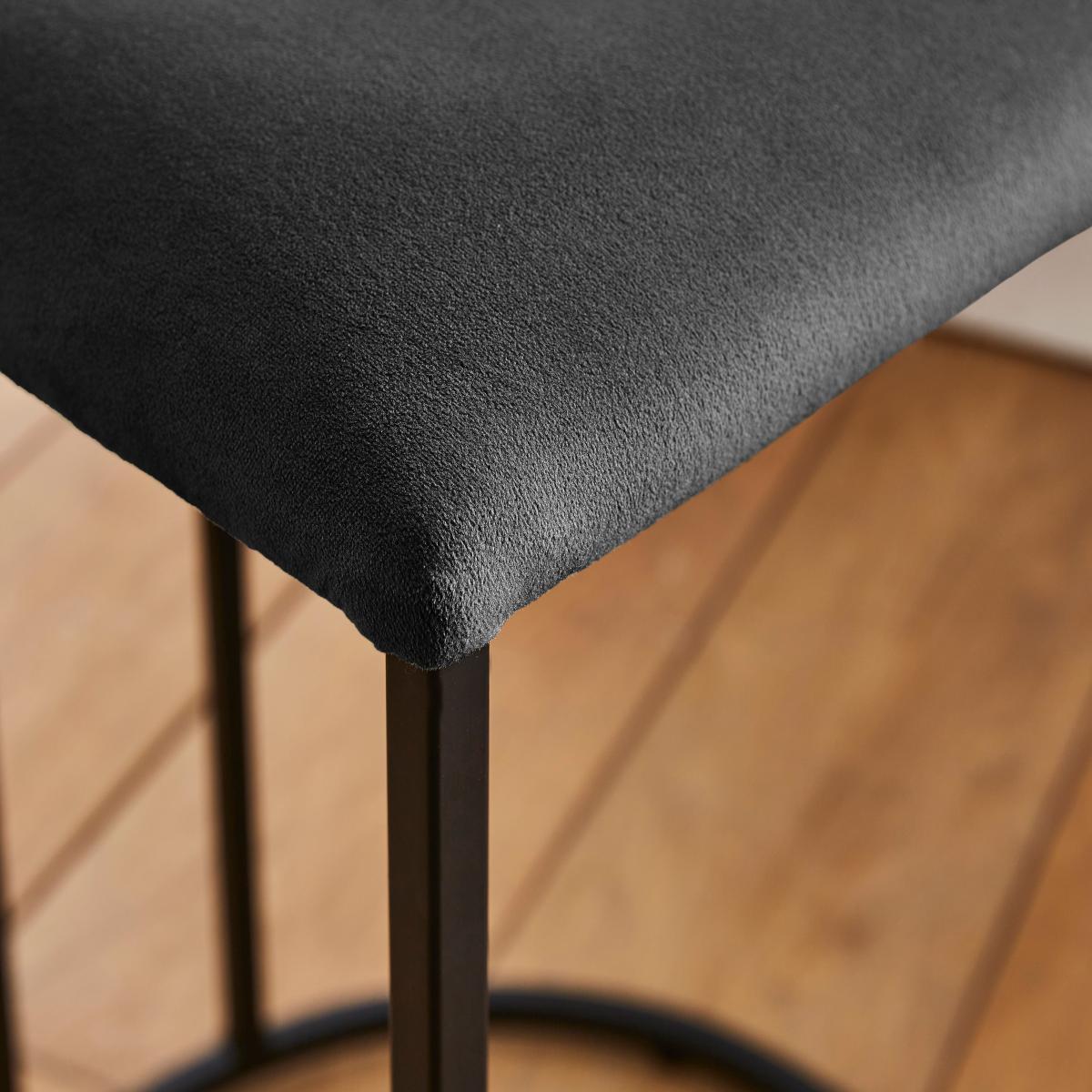 Gena Counter Height Velvet Bar Stool Black – image 2