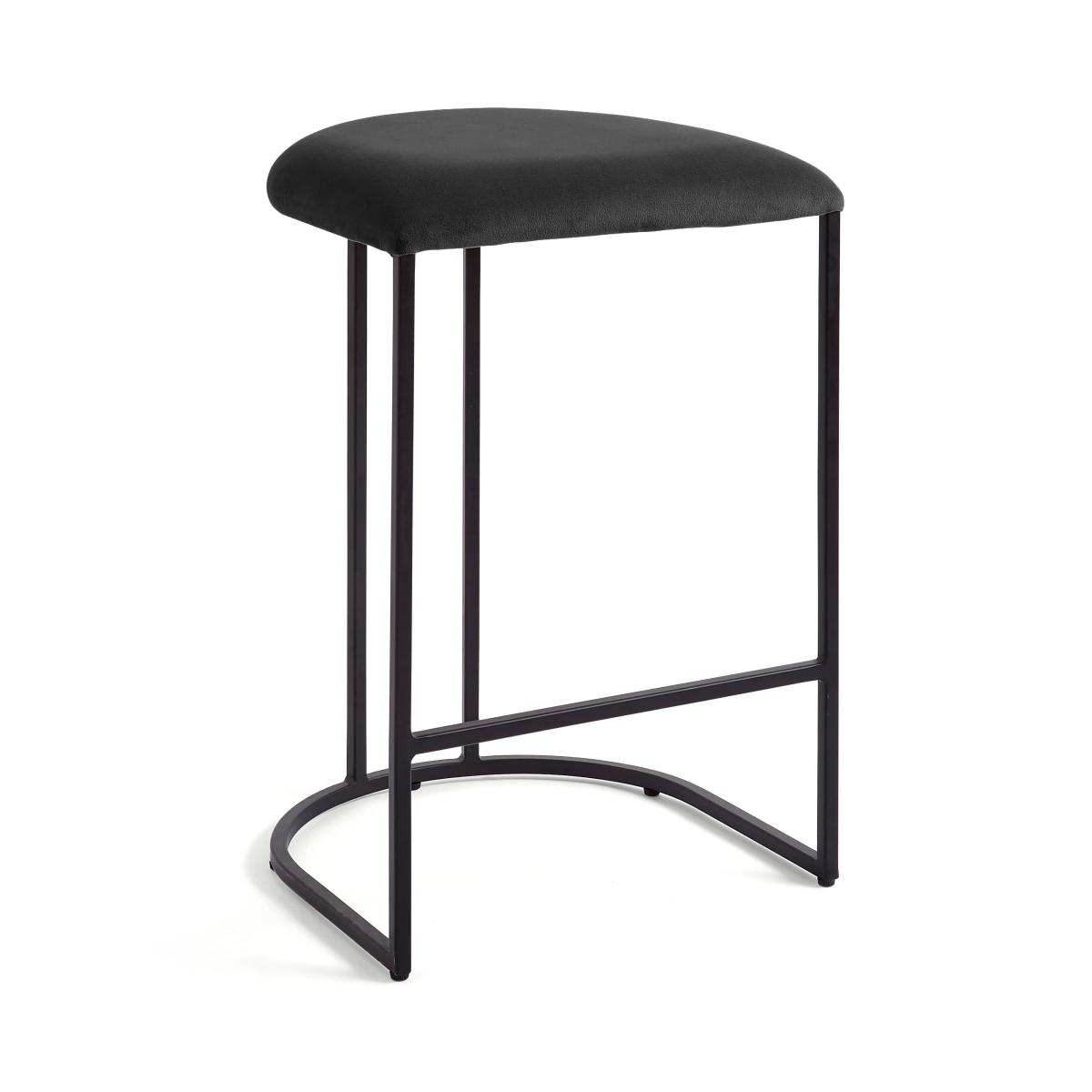 Gena Counter Height Velvet Bar Stool Black – image 5