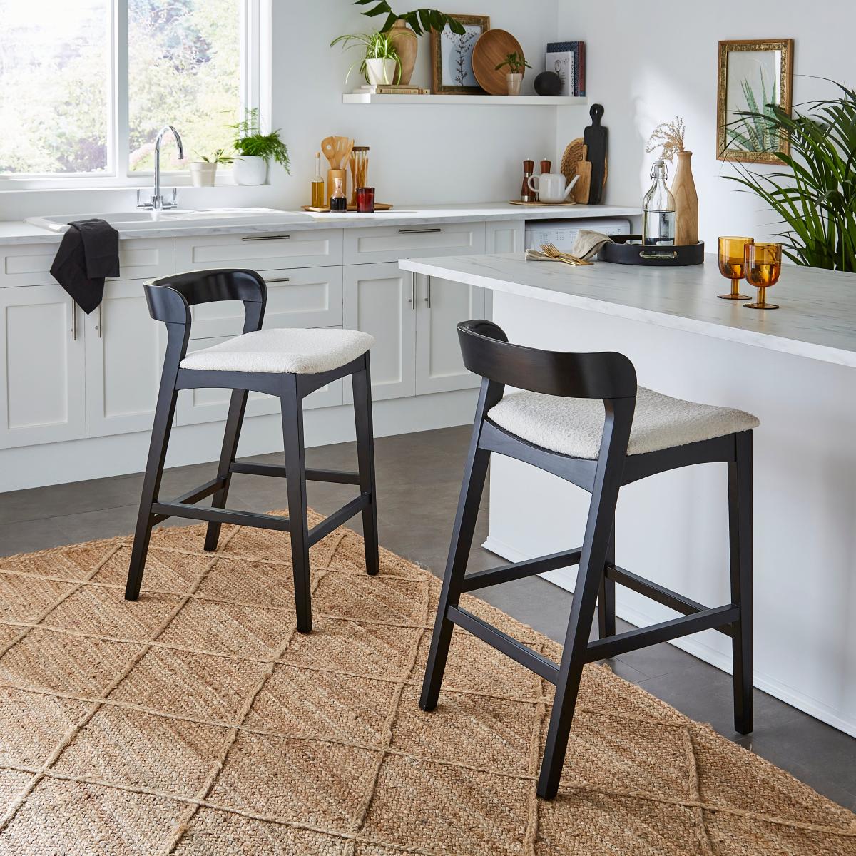 Melia Counter Height Barstool, Ivory Boucle – image 2