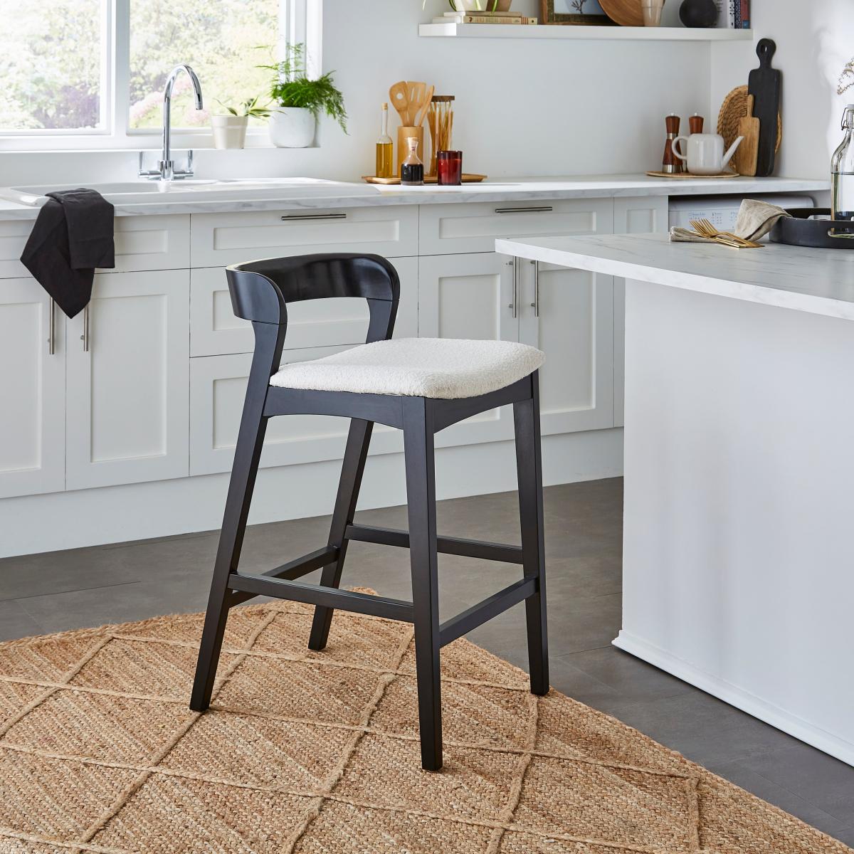 Melia Counter Height Barstool, Ivory Boucle – image 1