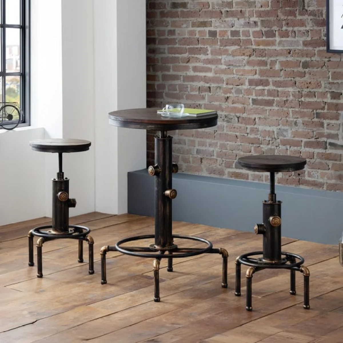 RETURN - Rockport Pipework Adjustable Height Bar Stool, Mocha – image 8