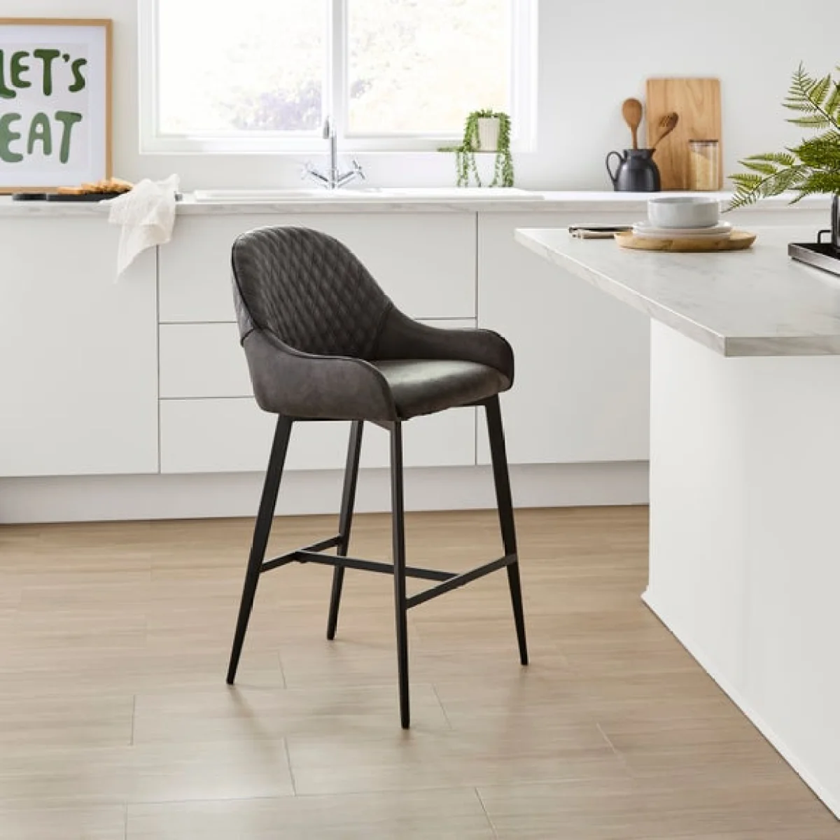 Hudson Bar Stool, Faux Leather – image 1