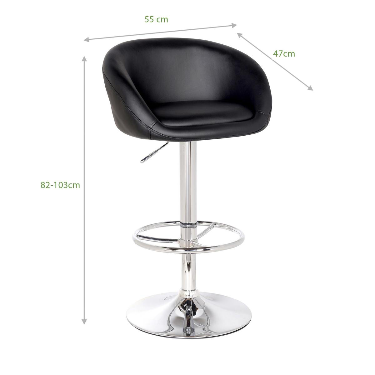 Apollo Upholstered Adjustable Gas Lift Bar Stool - Black Black – image 4