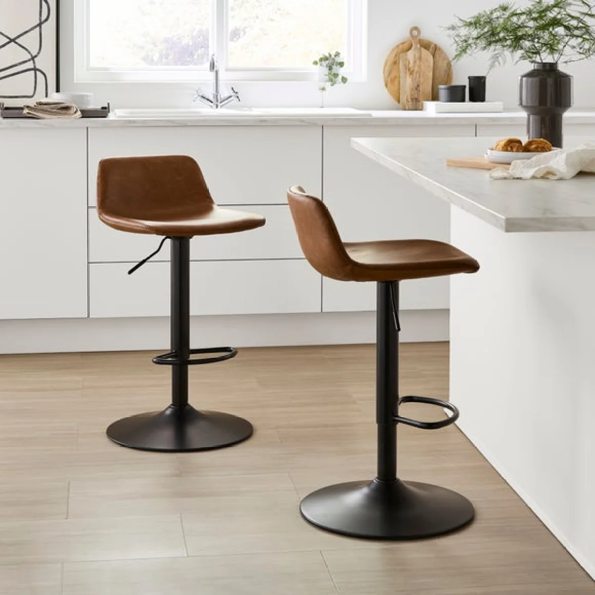 Jayden Height Adjustable Barstool, Faux Leather – image 2