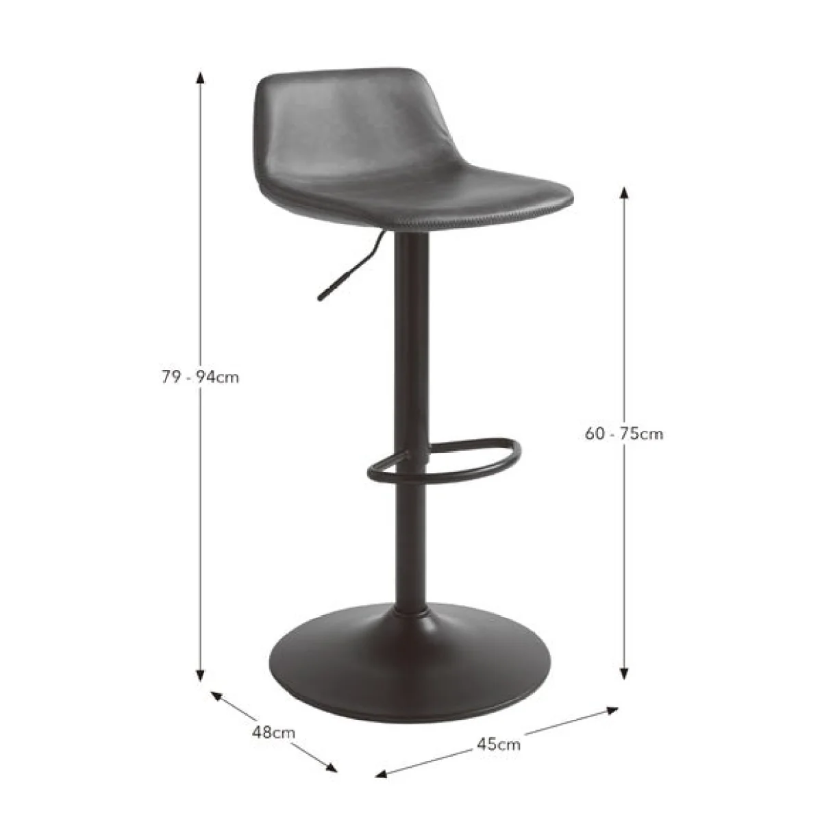 Jayden Height Adjustable Barstool, Faux Leather – image 7