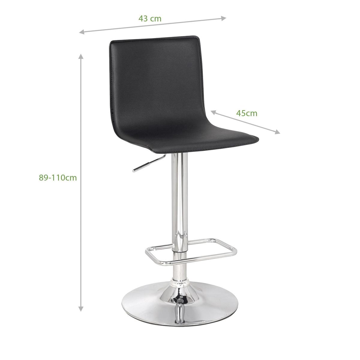 Aura Upholstered Adjustable Gas Lift Bar Stool - Black Black – image 6