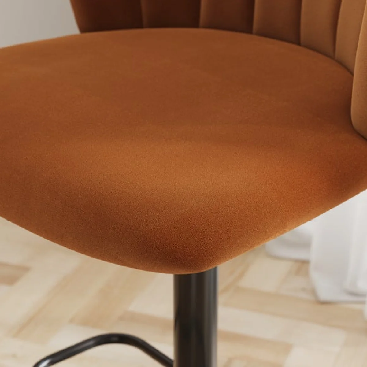 Kendall Bar Stool with Black Legs, Velvet – image 2