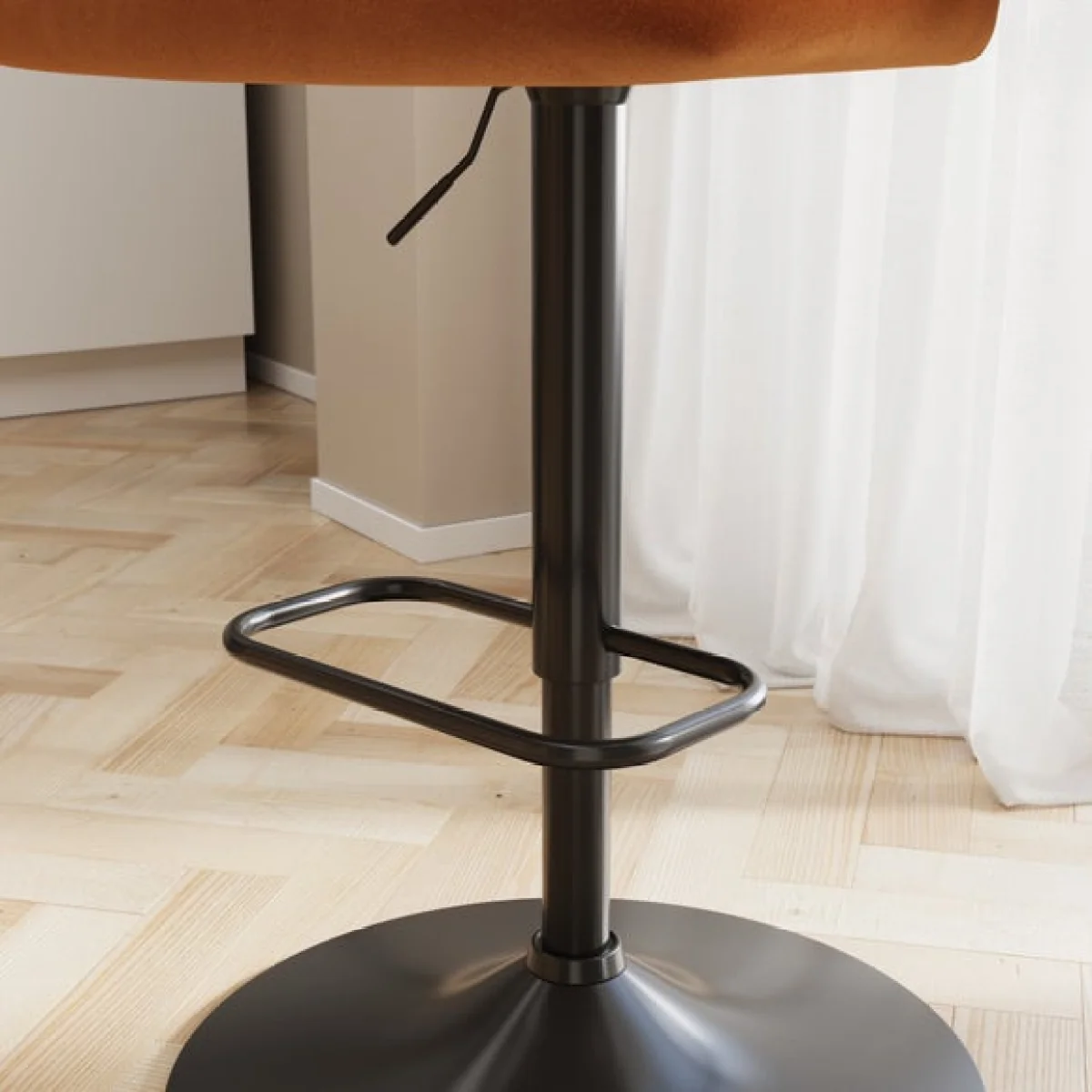 Kendall Bar Stool with Black Legs, Velvet – image 4