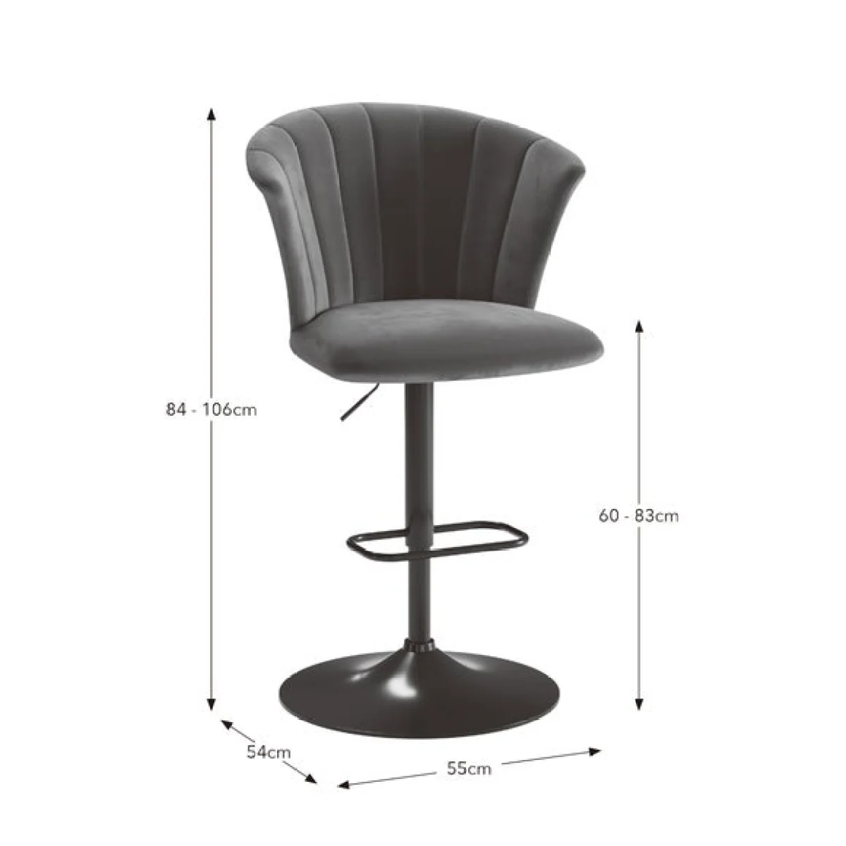 Kendall Bar Stool with Black Legs, Velvet – image 9